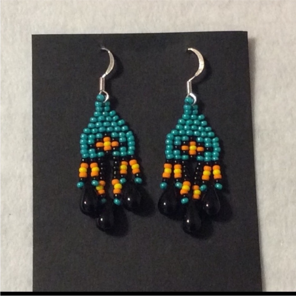 HANDMADE Bright And Colorful SOUTHWESTERN BEADED Earrings - Picture 3 of 8